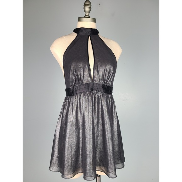 Victoria's Secret Tops - Y2K Victoria's Secret Sz S Halter Top Babydoll Black Sparkly Going Out Cybercore